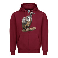 Burgundy Vulture Bird Zipper Hoodie - LillyAllenDesigns