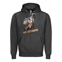 Charcoal Heather Vulture Bird Zipper Hoodie - LillyAllenDesigns