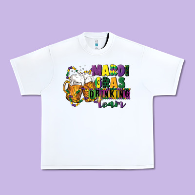 Mardi Gras Drinking Team 12 Inches 300 Dpi Urban Heavy Tee Designed By Cowgirlartshop