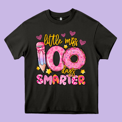 Little Miss 100 Days Smarter Heavy Core Tee Designed By Artiststas