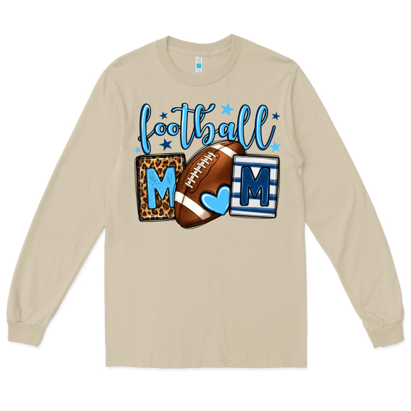 Football Mom Blue Team Color  Mother's Day Long Sleeve Tee by HowdyJamesFarm | Teevron