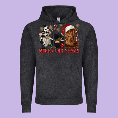 Merry Christmas Heifer Cow Gnomies Vintage Hoodie Designed By Cowgirlartshop