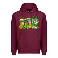 Burgundy st patricks day gnomes coffee cups Premium Hoodie - Jasminsmagicworld