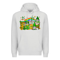 Dove Grey st patricks day gnomes coffee cups Premium Hoodie - Jasminsmagicworld