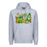 Heather Grey st patricks day gnomes coffee cups Premium Hoodie - Jasminsmagicworld