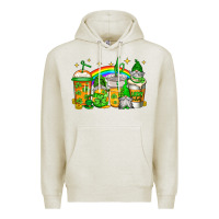Oatmeal Heather st patricks day gnomes coffee cups Premium Hoodie - Jasminsmagicworld