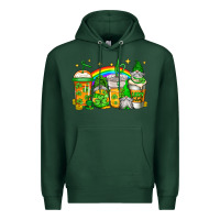Sports Green st patricks day gnomes coffee cups Premium Hoodie - Jasminsmagicworld