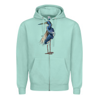 Seafoam Louisiana Heron Zipper Hoodie - LillyAllenDesigns