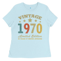 Baby Blue Vintage 1970 Limited Edition 50 Years Of Being Awesome Ladies Tee - Bettercallsaul