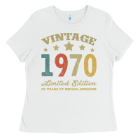 White Vintage 1970 Limited Edition 50 Years Of Being Awesome Ladies Tee - Bettercallsaul