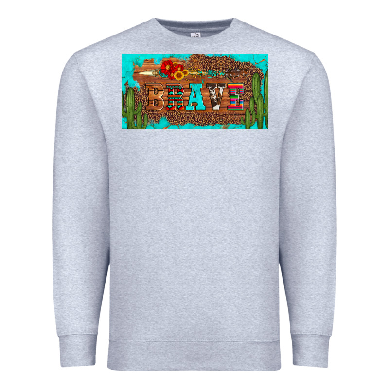 Brave Turquoise Leopard Cactus And Floral Arrow Licanse Plate Premium Sweatshirt by Artiststas | Teevron