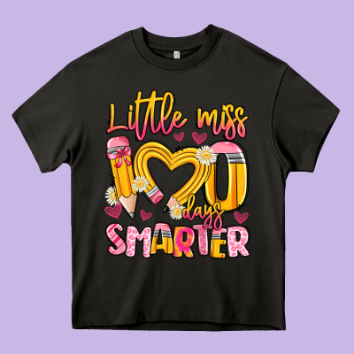 Little Miss 100 Days Smarter Heavy Core Tee Designed By Artiststas
