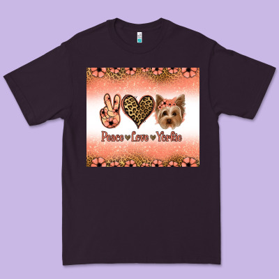 Peace Love Yorkie Premium Tee Designed By Jasminsmagicworld