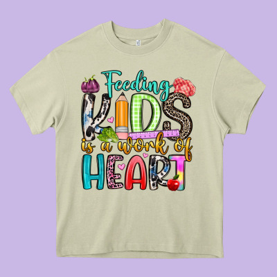 Feeding Kids Is A Work Of Heart Heavy Core Tee Designed By Artiststas