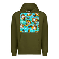 Army Green honey bee gnomes seamless pattern Premium Hoodie - BundleAndBundleShop