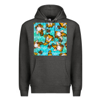 Charcoal Heather honey bee gnomes seamless pattern Premium Hoodie - BundleAndBundleShop