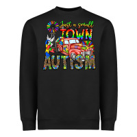 Black Just a Girl Small Town Autism Heavyweight Sweatshirt - CowhideDigitalArt