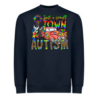 Navy Just a Girl Small Town Autism Heavyweight Sweatshirt - CowhideDigitalArt