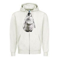 Oatmeal Heather baby penguin Zipper Hoodie - LillyAllenDesigns
