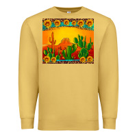 Antique Gold desert sunset with cactus sunflowers and leopard Premium Sweatshirt - Artiststas