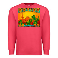 Cardinal desert sunset with cactus sunflowers and leopard Premium Sweatshirt - Artiststas