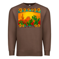 Chestnut desert sunset with cactus sunflowers and leopard Premium Sweatshirt - Artiststas