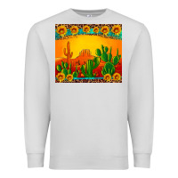 Dove Grey desert sunset with cactus sunflowers and leopard Premium Sweatshirt - Artiststas