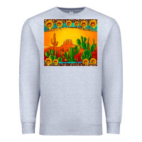 Heather Grey desert sunset with cactus sunflowers and leopard Premium Sweatshirt - Artiststas