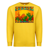 Lemon desert sunset with cactus sunflowers and leopard Premium Sweatshirt - Artiststas