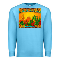 Ocean Blue desert sunset with cactus sunflowers and leopard Premium Sweatshirt - Artiststas