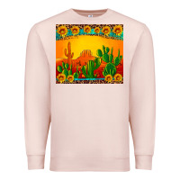 Pale Pink desert sunset with cactus sunflowers and leopard Premium Sweatshirt - Artiststas