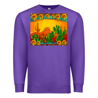 Purple desert sunset with cactus sunflowers and leopard Premium Sweatshirt - Artiststas