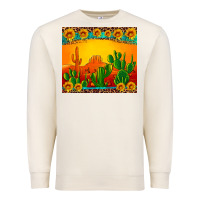 Sandshell desert sunset with cactus sunflowers and leopard Premium Sweatshirt - Artiststas