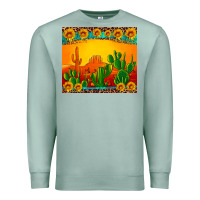 Seafoam desert sunset with cactus sunflowers and leopard Premium Sweatshirt - Artiststas