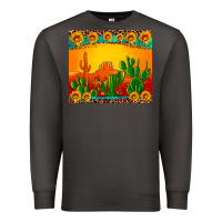 Smoke desert sunset with cactus sunflowers and leopard Premium Sweatshirt - Artiststas