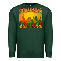 Sports Green desert sunset with cactus sunflowers and leopard Premium Sweatshirt - Artiststas