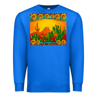 True Royal desert sunset with cactus sunflowers and leopard Premium Sweatshirt - Artiststas