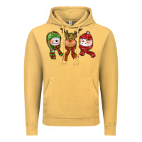 Vintage Mustard christmas reindeer polar bear snowman Vintage Hoodie - CowGirlArtShop