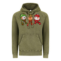 Vintage Olive christmas reindeer polar bear snowman Vintage Hoodie - CowGirlArtShop