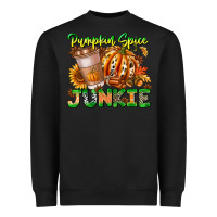 Black Pumpkin Spice Junkie Heavyweight Sweatshirt - CowhideDigitalArt