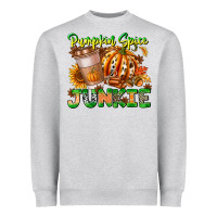 Heather Grey Pumpkin Spice Junkie Heavyweight Sweatshirt - CowhideDigitalArt