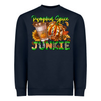 Navy Pumpkin Spice Junkie Heavyweight Sweatshirt - CowhideDigitalArt