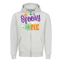 Dove Grey spooky one boy halloween 1st birthday matching family t shirt Zipper Hoodie - trangStudio
