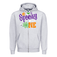 Heather Grey spooky one boy halloween 1st birthday matching family t shirt Zipper Hoodie - trangStudio