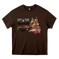 Chocolate Brown rocking around the christmas tree Heavy Core Tee - JahusDesignShop