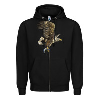 Black American White Sea Eagle Zipper Hoodie - LillyAllenDesigns