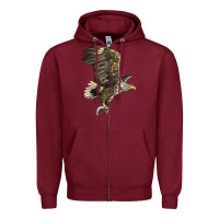 Burgundy American White Sea Eagle Zipper Hoodie - LillyAllenDesigns