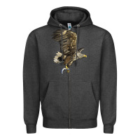 Charcoal Heather American White Sea Eagle Zipper Hoodie - LillyAllenDesigns