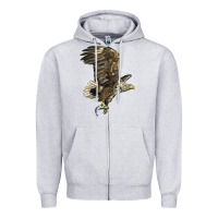 Heather Grey American White Sea Eagle Zipper Hoodie - LillyAllenDesigns