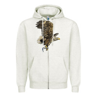Oatmeal Heather American White Sea Eagle Zipper Hoodie - LillyAllenDesigns